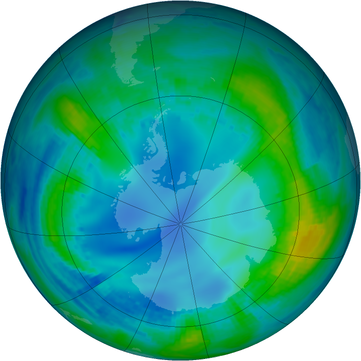 Antarctic ozone map for 11 May 2001